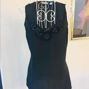 New York & Co, Black beaded sleeveless blouse